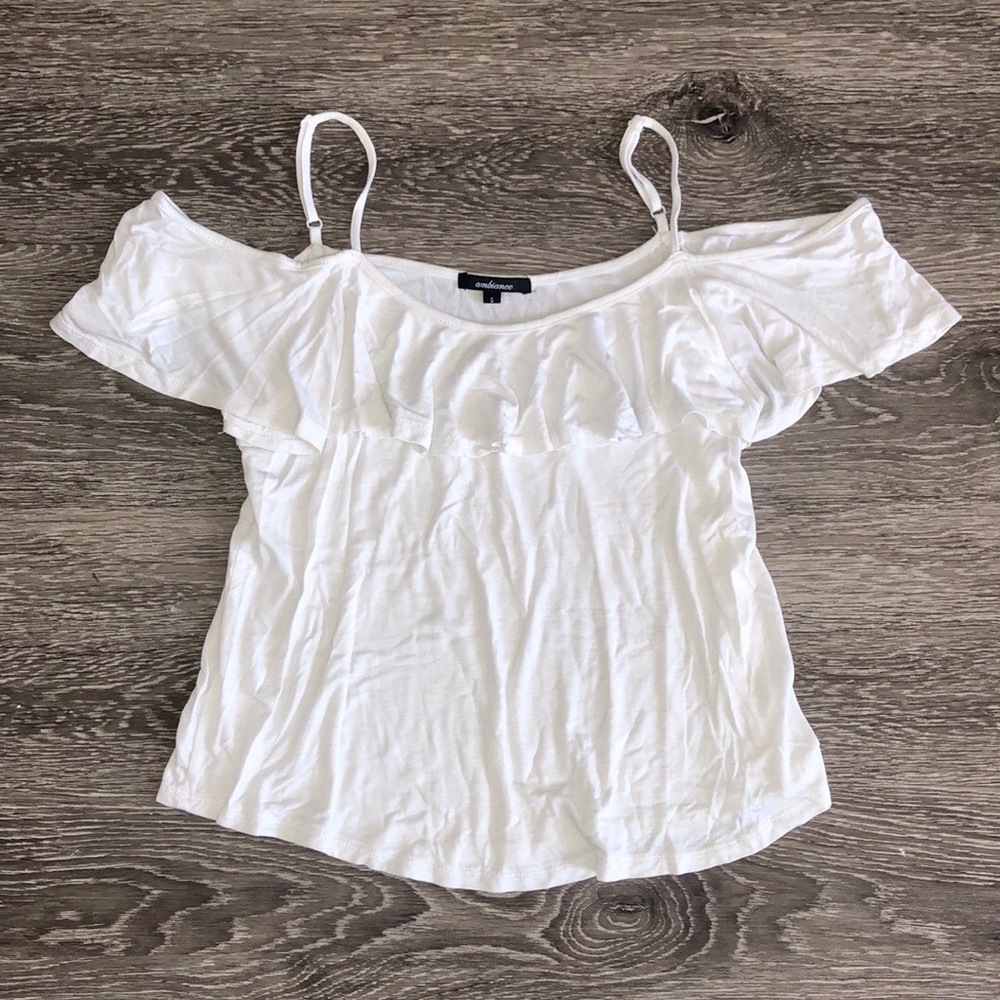 Ambiance open shoulder flowy layered top